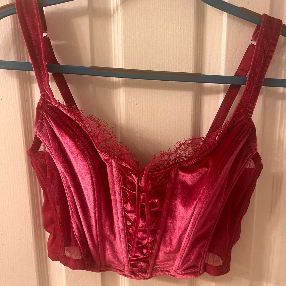 Victoria's Secret Red Satin Bra with Structured Design